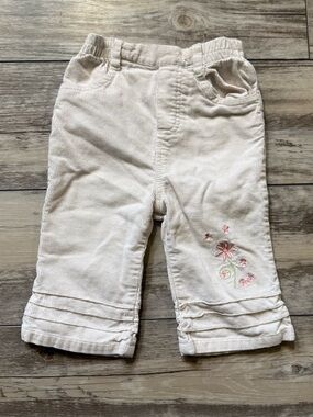 Winnie the Pooh Corduroy Baby Pants with Pink Floral Embroidery